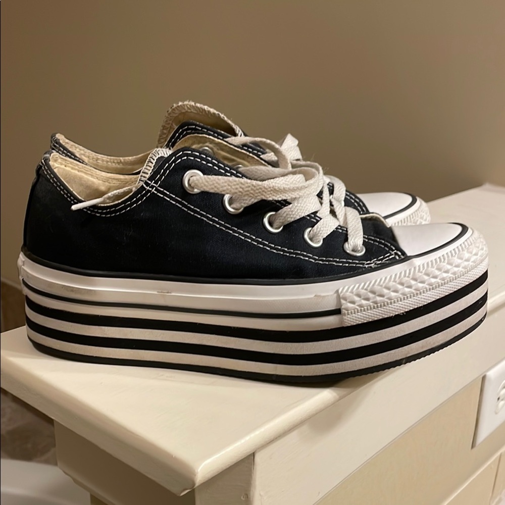SOLD Converse All Stars Black and White Platform Sneakers
